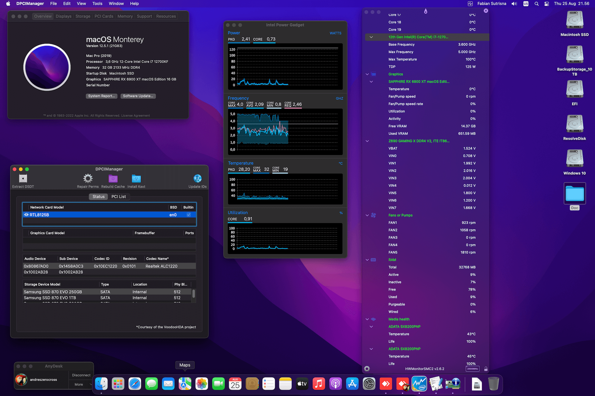 Success Hackintosh macOS Monterey 12.5.1 Build 21G83 in Gigabyte Z690 Gaming X DDR4 V2 + Intel Core i7 12700KF + Sapphire RX 6900 XT